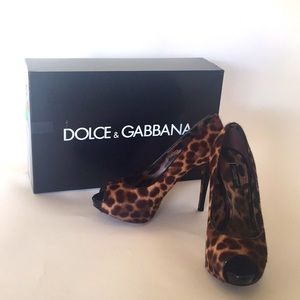 Dolce & Gabbana Calf Hair Leopard platform shoes.